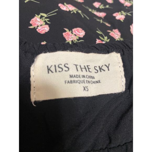 Urban Outfitters Kiss The Sky Black Floral Slit Bustier Cami Midi Slip Dress XS - Picture 5 of 6